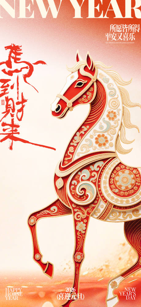 源文件下载【享设计】搜索编号：33290034572016484【2026马年元旦海报】
