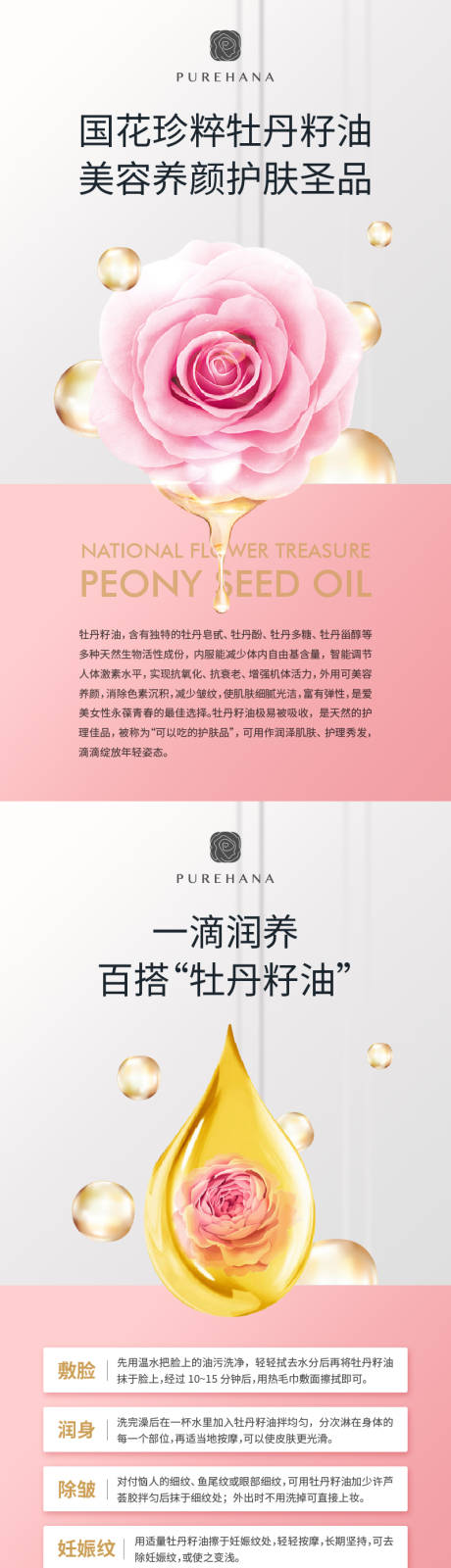 源文件下载【享设计】搜索编号：30600034605624235【化妆品牡丹籽油科普系列海报】