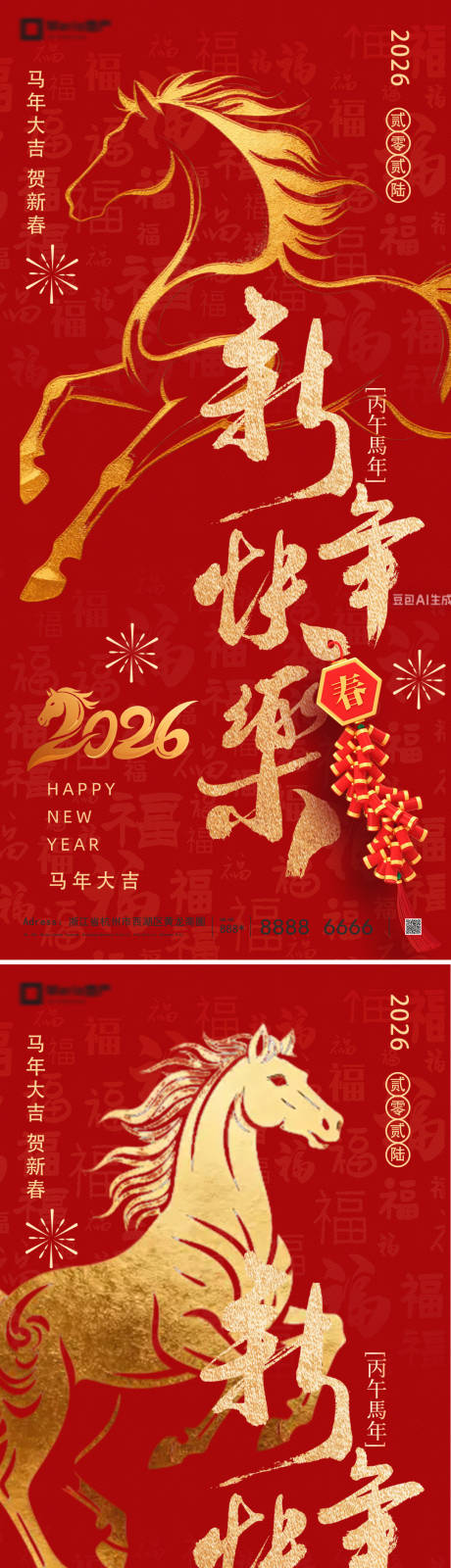 源文件下载【享设计】搜索编号：88460034539945913【2026马年新年海报】