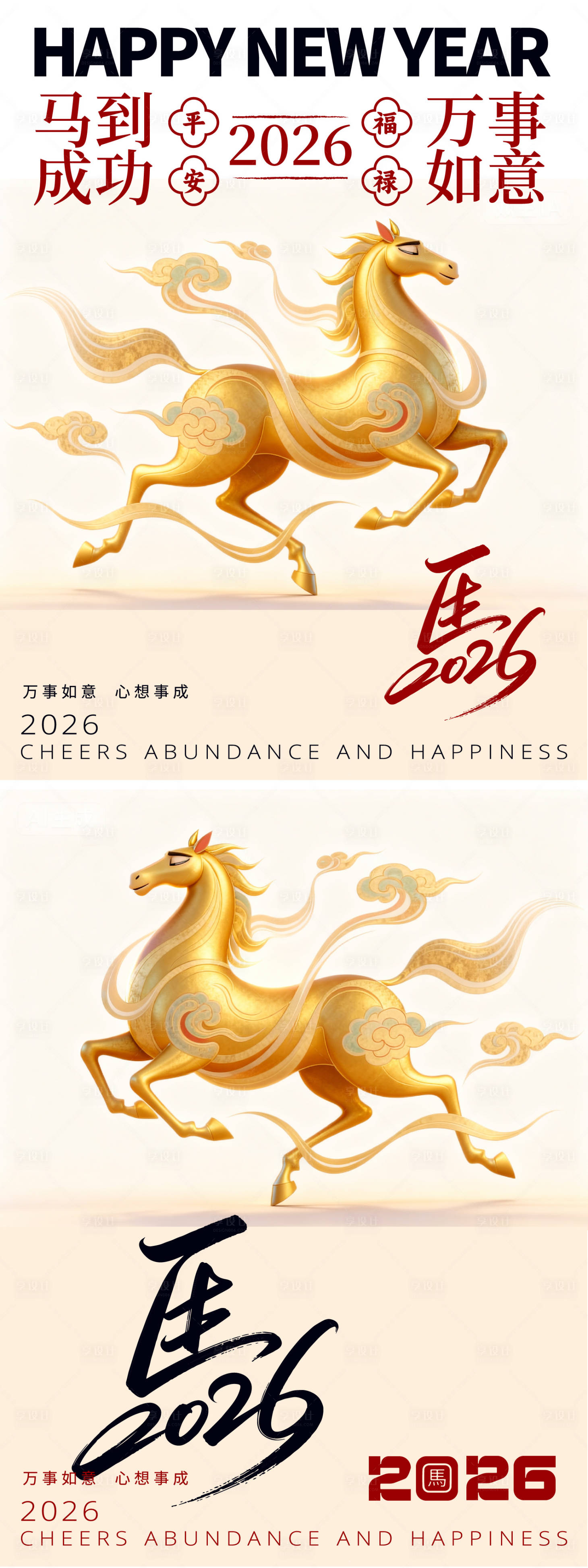 源文件下载【享设计】搜索编号：15790034701983117【马年春节宣传系列海报】