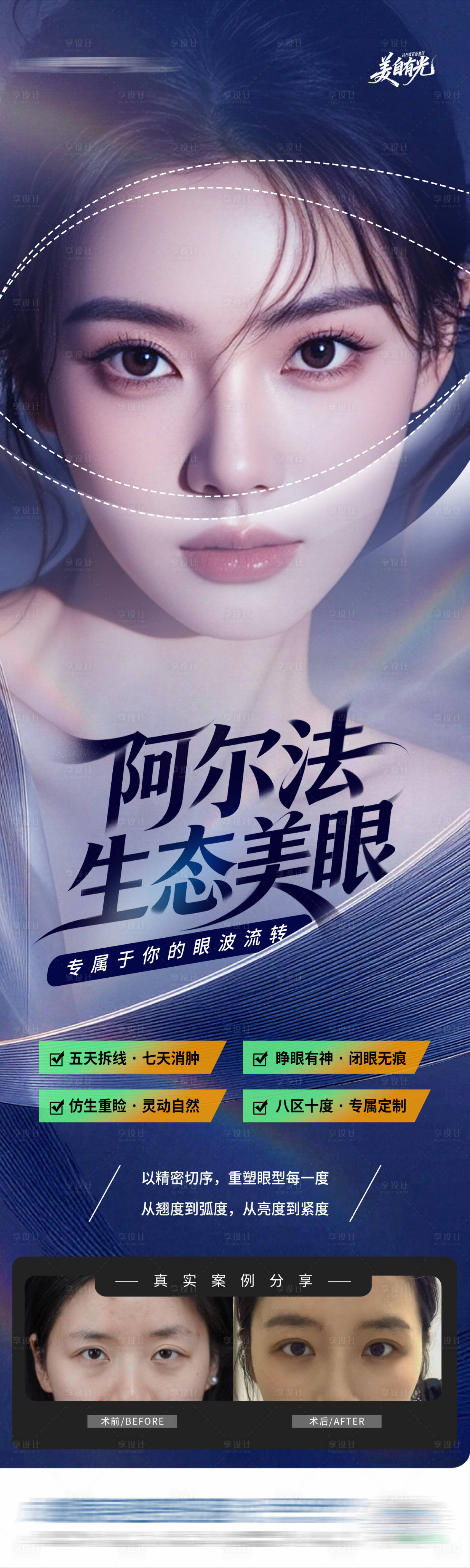 源文件下載【享設計】搜索編號：62070034437182061【醫美阿爾法生態美眼眼部整形案例海報】