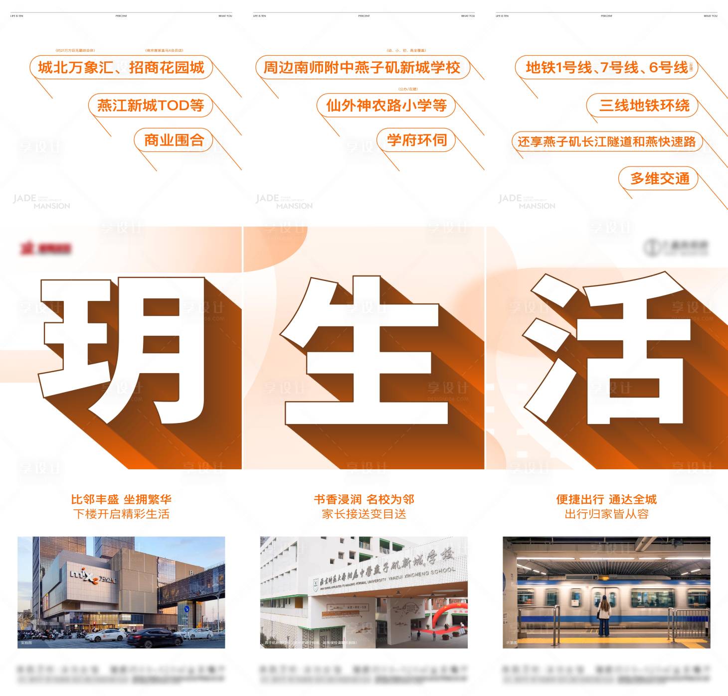 源文件下载【享设计】搜索编号：61930034328354284【三宫格生活圈交通教育商业】