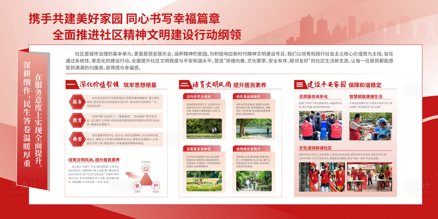 源文件下载【享设计】搜索编号：74450034609975906【社区精神文明建设展板宣传栏】