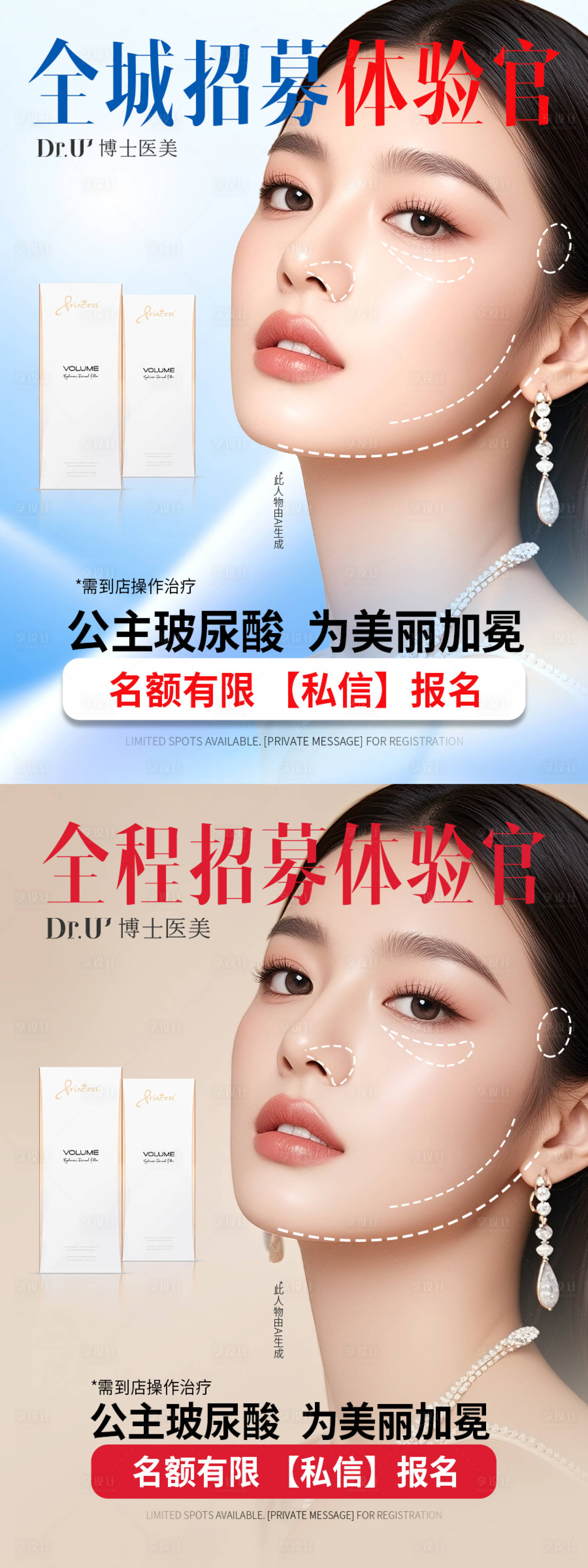 源文件下载【享设计】搜索编号：75130034707205984【公主玻尿酸招募美女质感小红书朋友圈推】