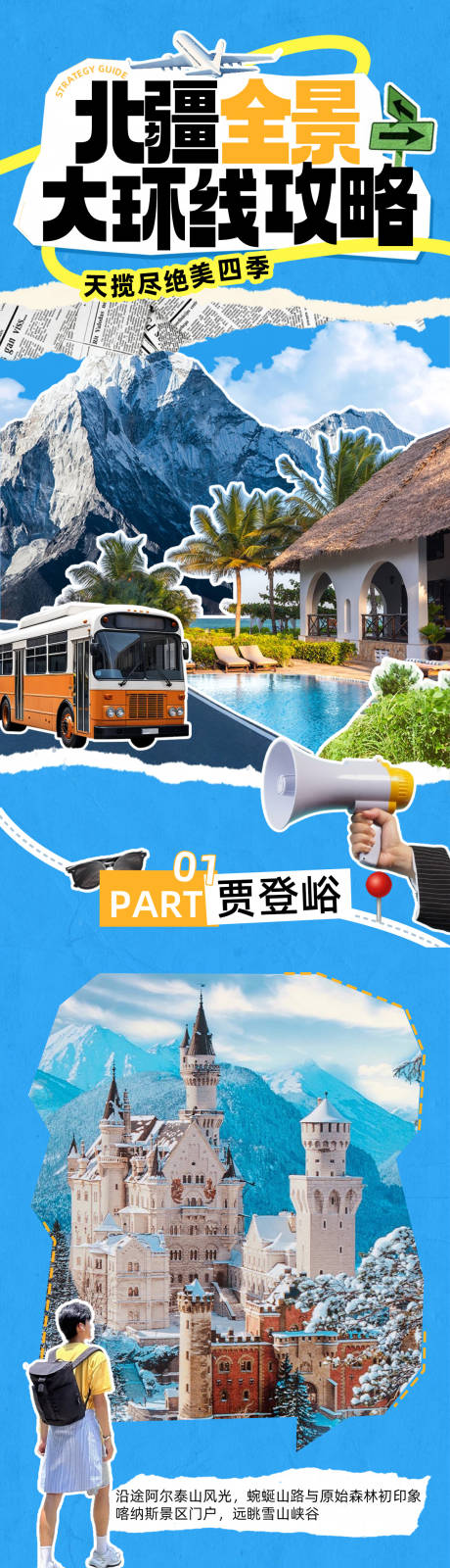 源文件下载【享设计】搜索编号：42870034509015687【拼贴风交流分享旅游出行长图海报】