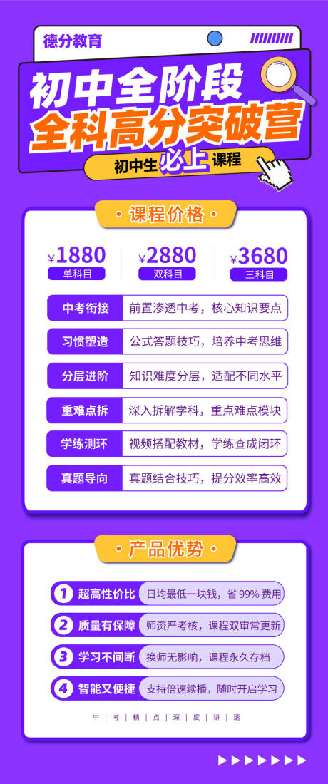 源文件下载【享设计】搜索编号：71980034391206146【全科高分突破营教育海报】