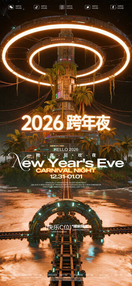 源文件下载【享设计】搜索编号：22090034538796109【跨年狂欢派对海报】