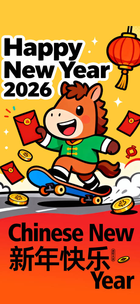 源文件下载【享设计】搜索编号：43290034475804379【马年手绘插画海报】