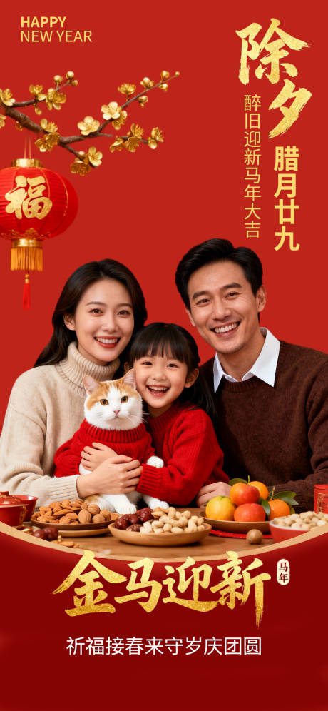 源文件下载【享设计】搜索编号：11250034881227216【除夕新春春节节日团圆唯美海报】