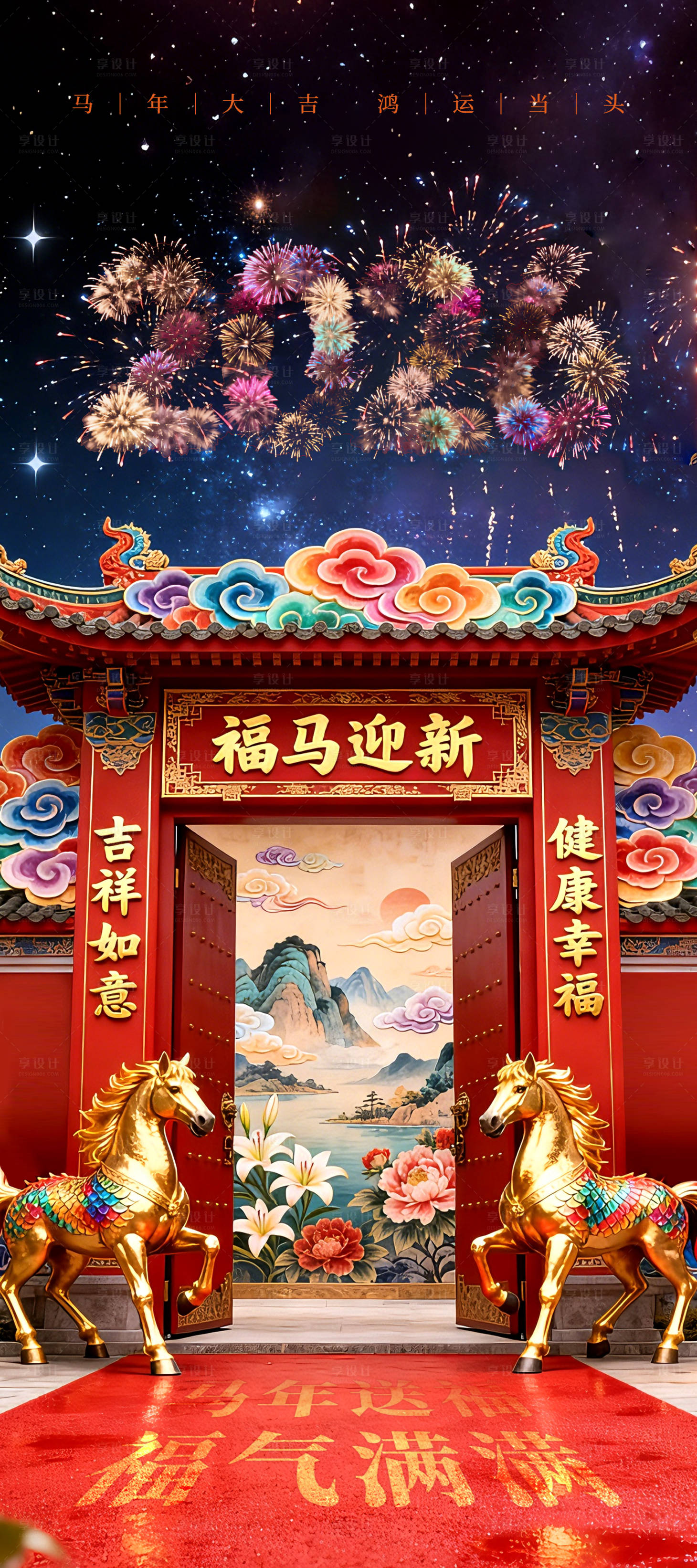 源文件下载【享设计】搜索编号：14340034892024710【红色大气福马迎新海报】