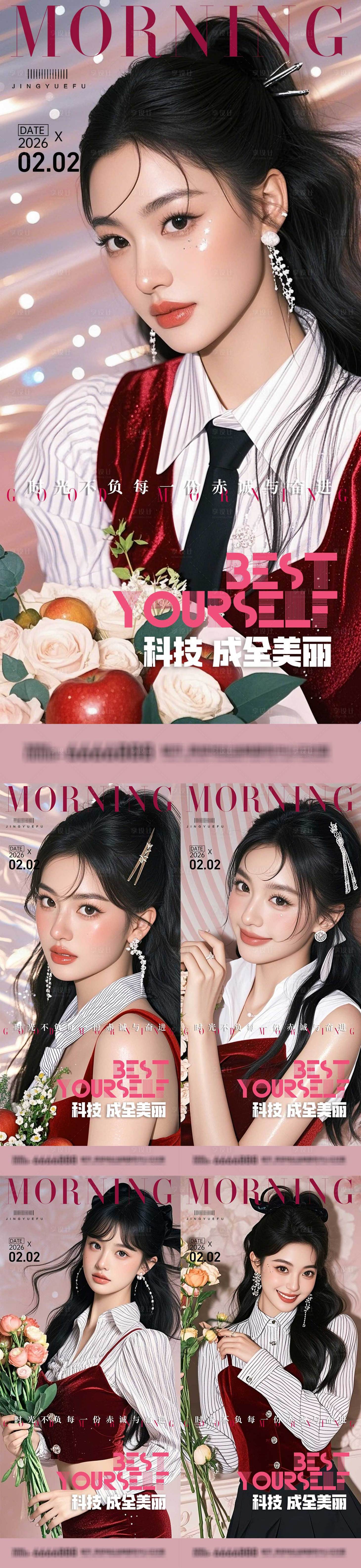 源文件下载【享设计】搜索编号：76030034829187309【医美早安系列海报】