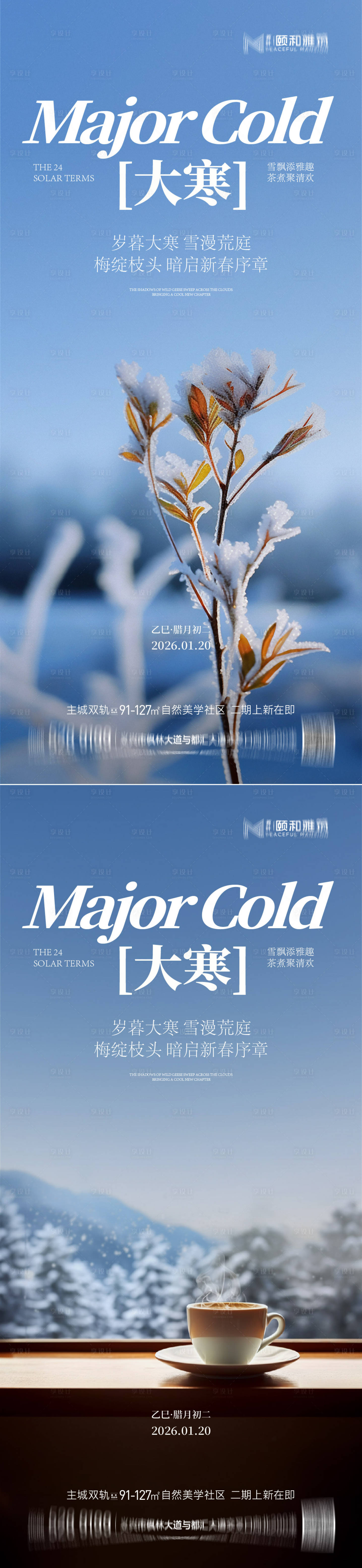 源文件下载【享设计】搜索编号：12600034998615693【大寒节气节日海报雪】