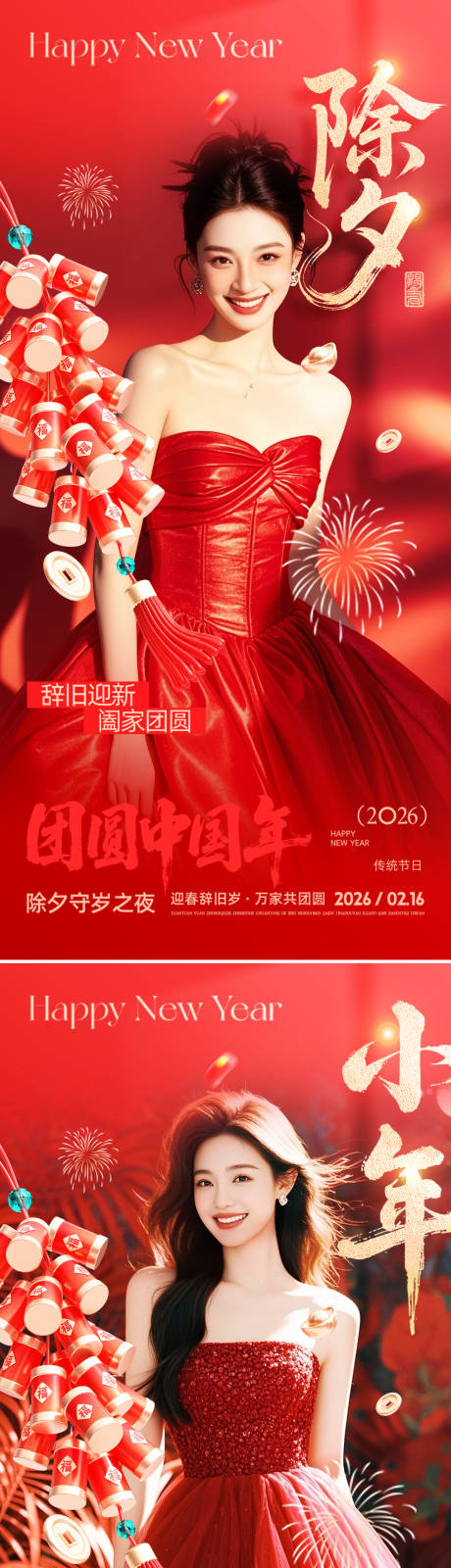 源文件下载【享设计】搜索编号：26170035237052216【新年小年除夕海报】