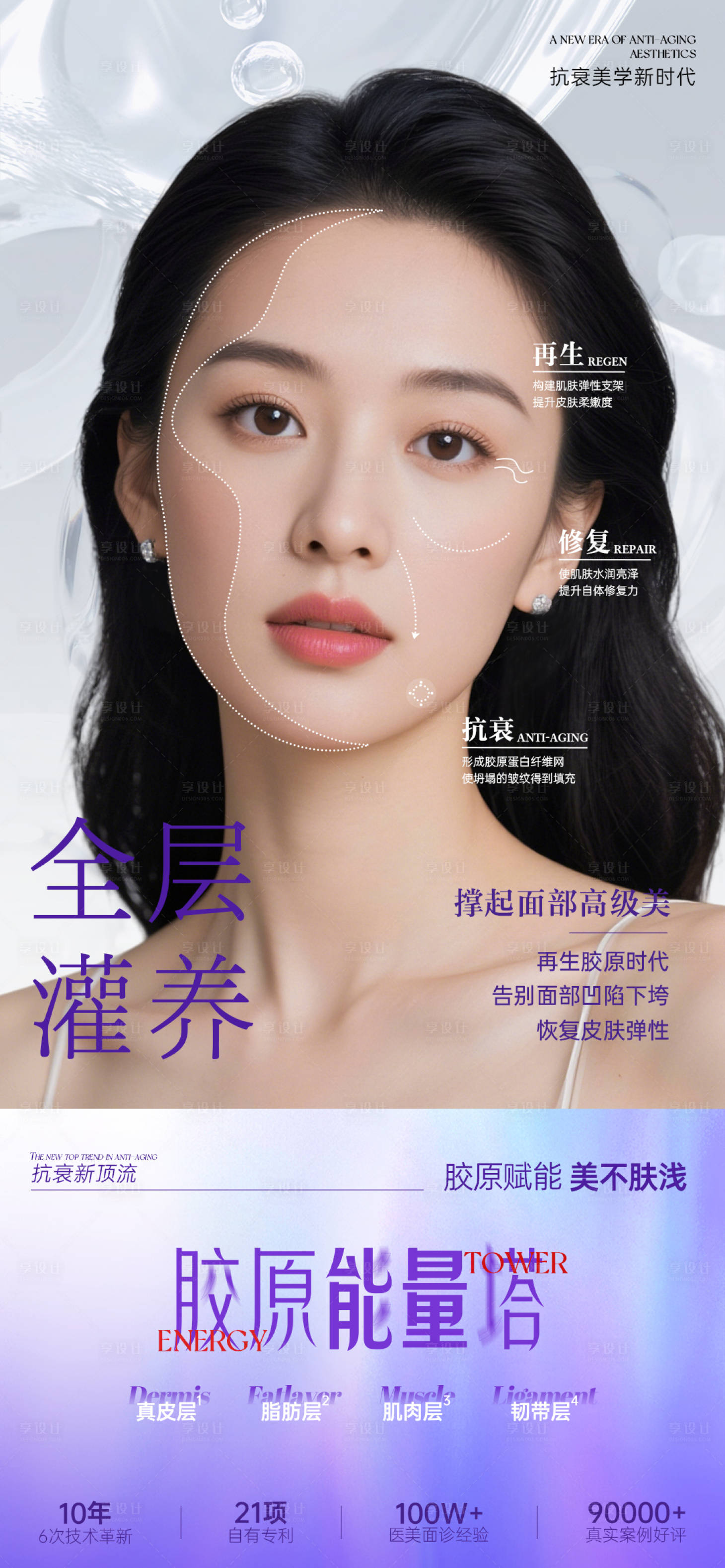 源文件下载【享设计】搜索编号：42660035107434944【医美面部胶原蛋白项目海报】