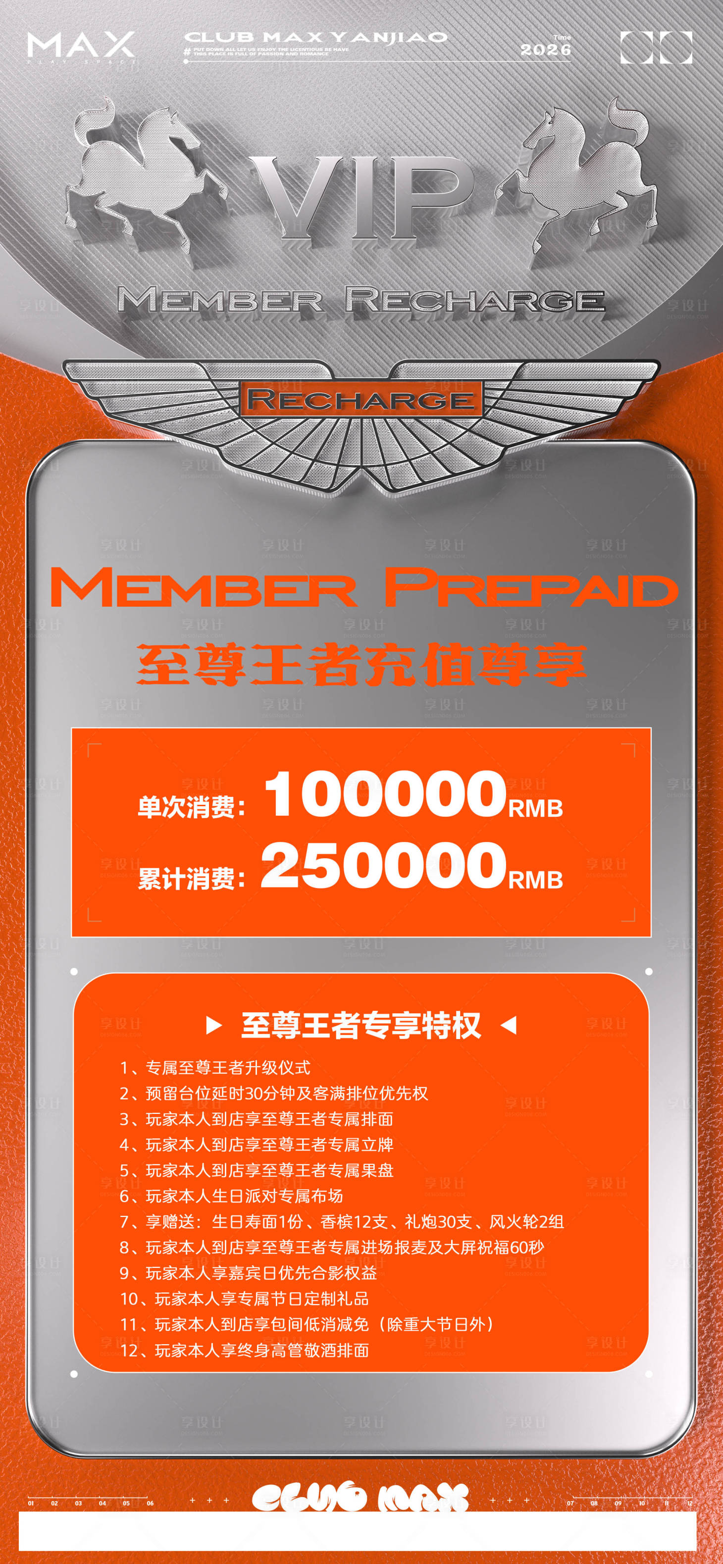 源文件下载【享设计】搜索编号：35430034965407931【酒吧会员充值海报】