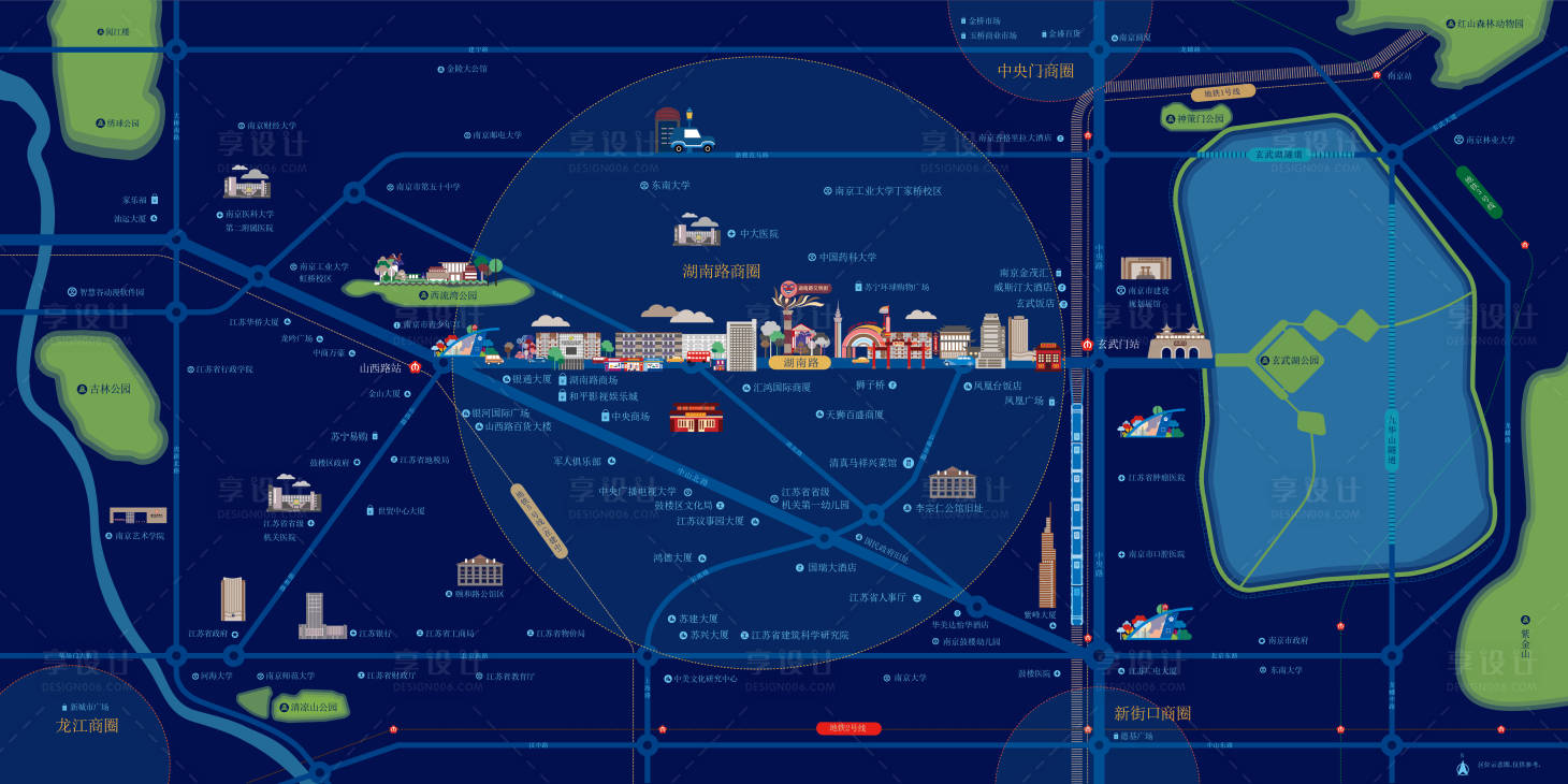 源文件下载【享设计】搜索编号：66570034826403390【南京湖南路区位图】