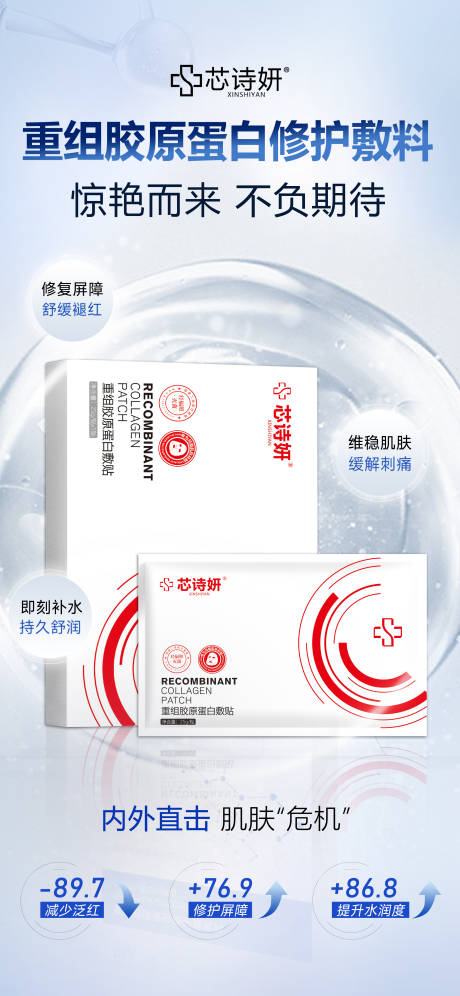 源文件下载【享设计】搜索编号：55670034972174264【重组胶原蛋白敷贴海报】