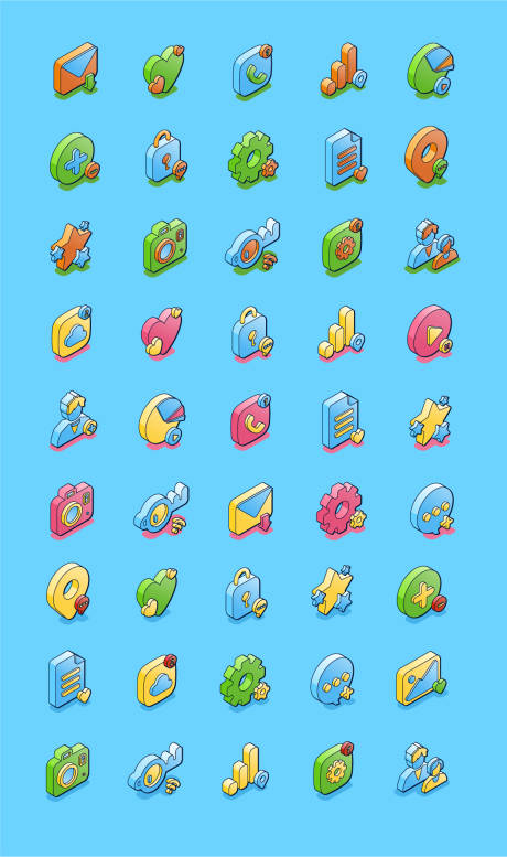 源文件下载【享设计】搜索编号：13190035163172241【彩色手绘风动画风2.5d图标UI设计】