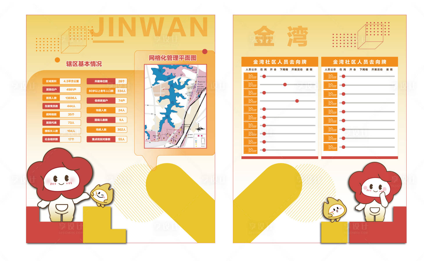 源文件下载【享设计】搜索编号：44470035053318180【社区网格管理人员导向堆头美陈】