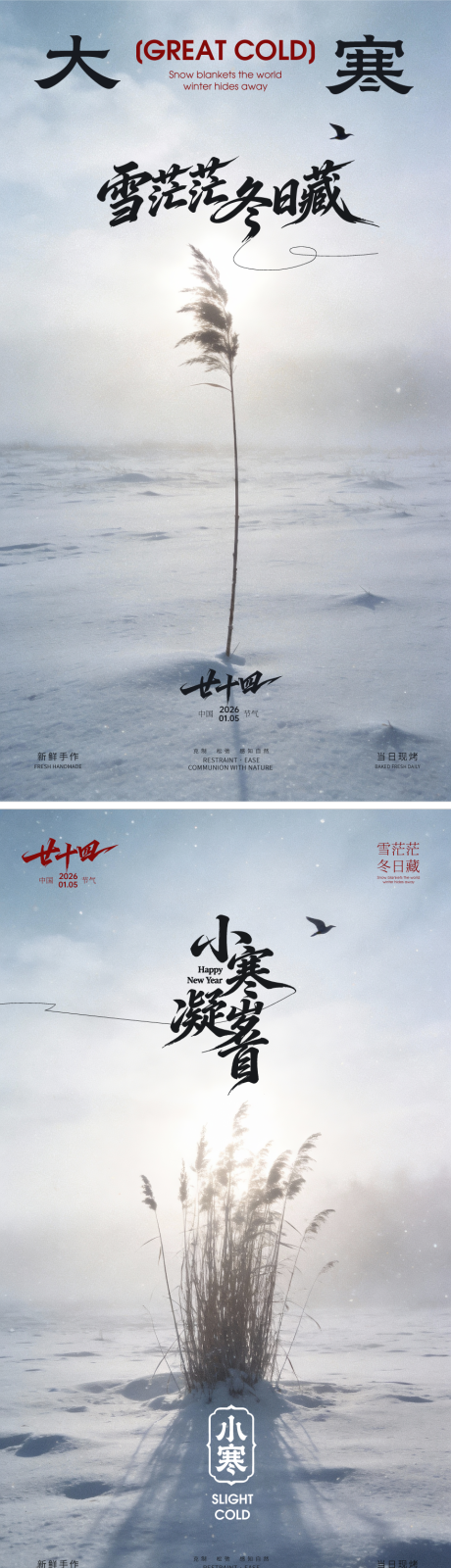 源文件下载【享设计】搜索编号：80560034811458174【大寒小寒节气海报】