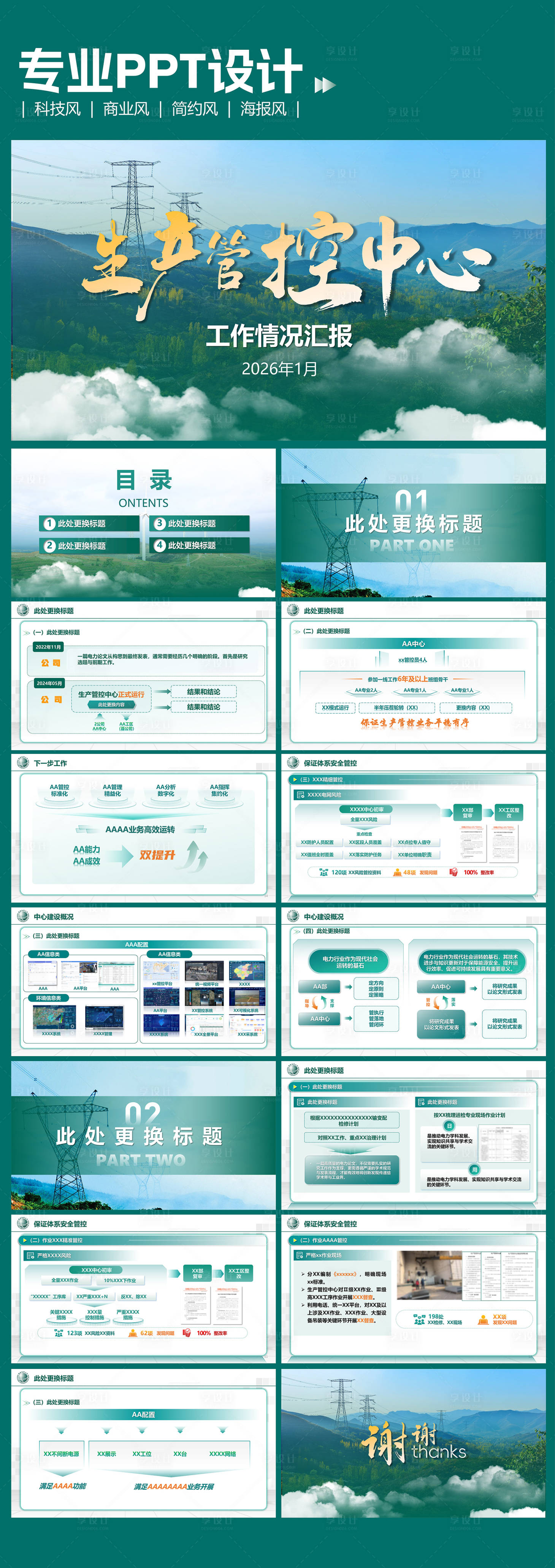 源文件下载【享设计】搜索编号：77240035217876184【电网工作汇报ppt】