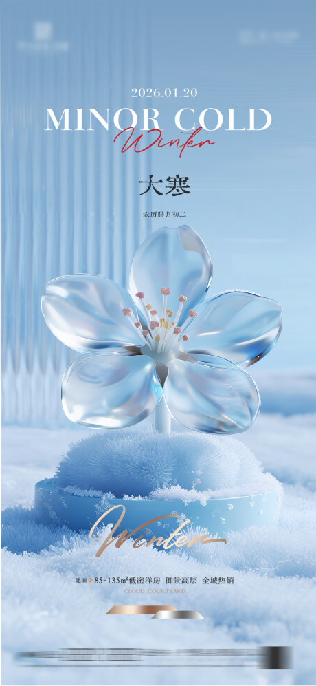 源文件下载【享设计】搜索编号：49720034873847807【大寒质感节气海报】