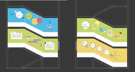 源文件下载【享设计】搜索编号：21010035033069372【多巴胺学校楼梯文化墙】