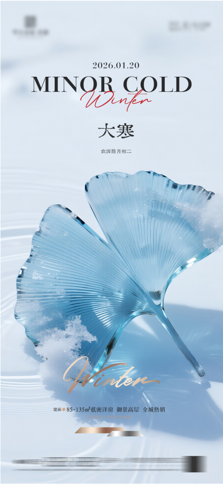 源文件下载【享设计】搜索编号：76010034861411635【地产大寒质感节气海报】