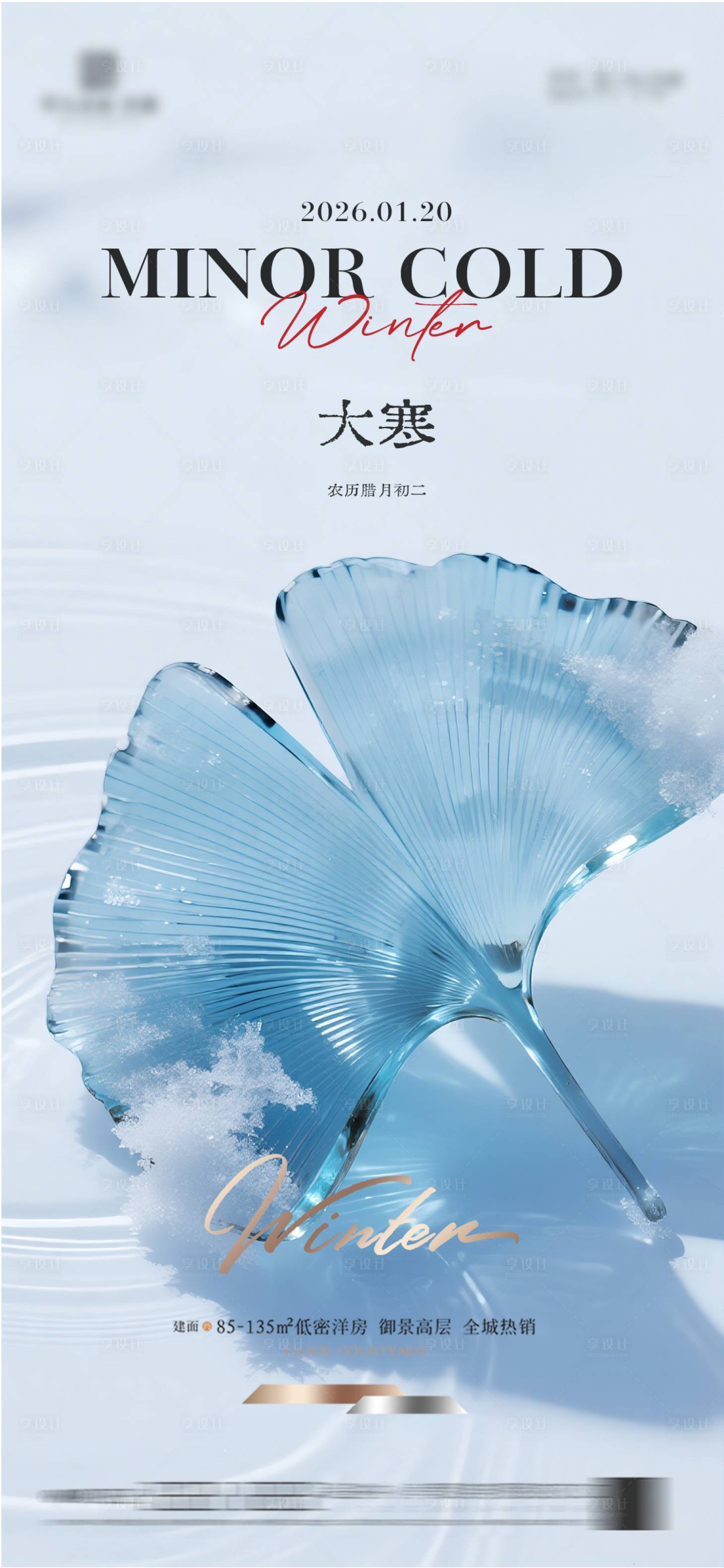 源文件下载【享设计】搜索编号：76010034861411635【地产大寒质感节气海报】