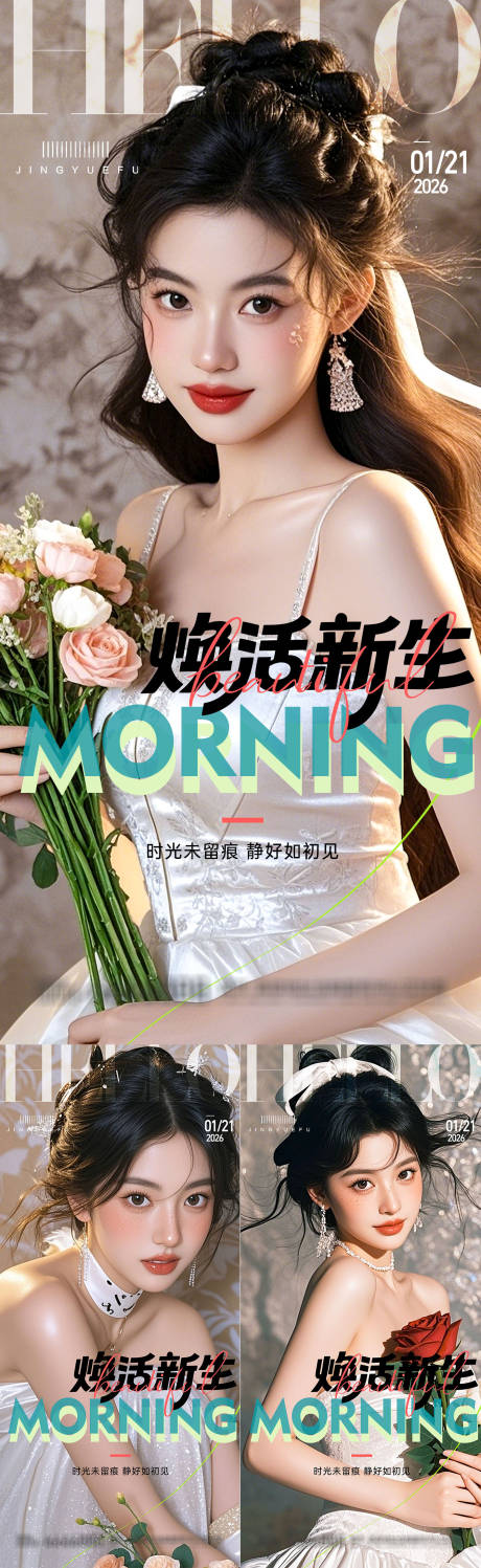 源文件下载【享设计】搜索编号：59870034847545798【医美早安系列海报】