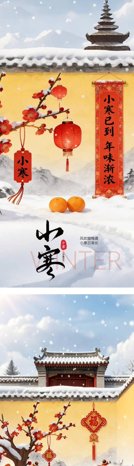 源文件下载【享设计】搜索编号：30800034824076492【小寒大寒二十四节气中式海报】