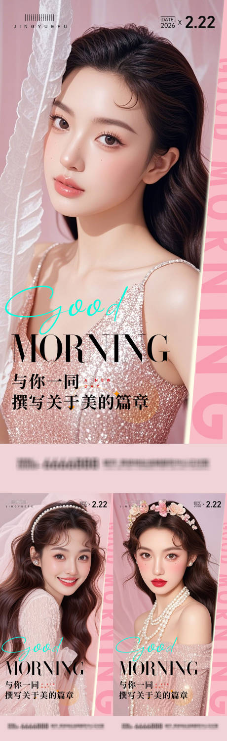 源文件下载【享设计】搜索编号：80230035245937124【医美早安系列海报】