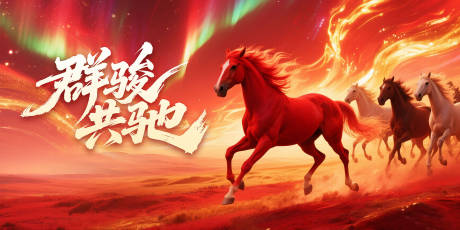 源文件下载【享设计】搜索编号：53070034887241227【群骏共驰年会背景板】