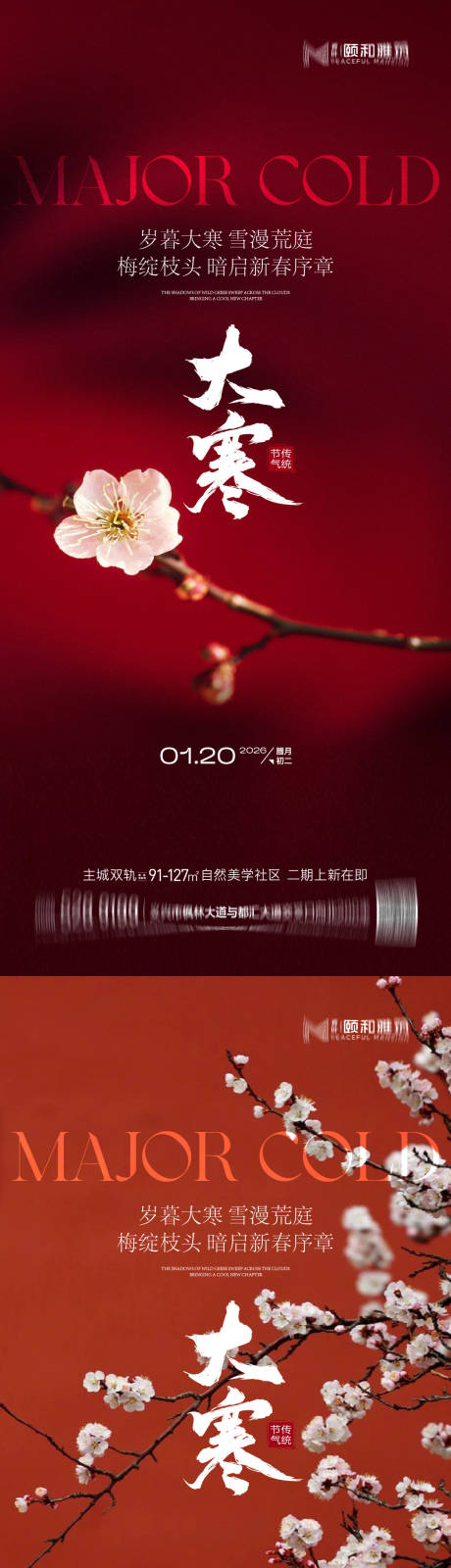 源文件下载【享设计】搜索编号：42430035031132272【大寒节气节日海报雪梅花腊梅】