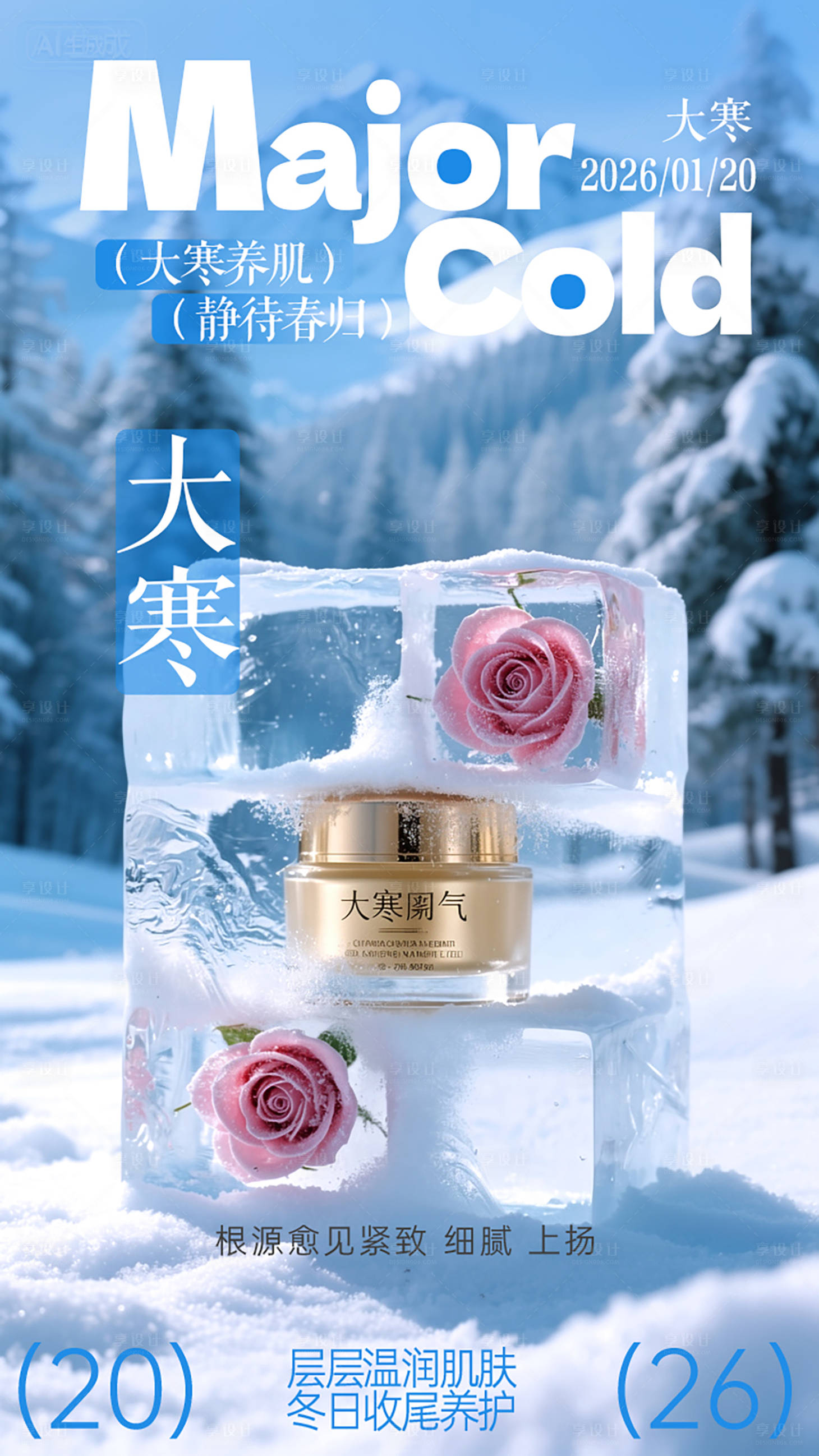 源文件下载【享设计】搜索编号：64620035065989749【大寒节气护肤品】