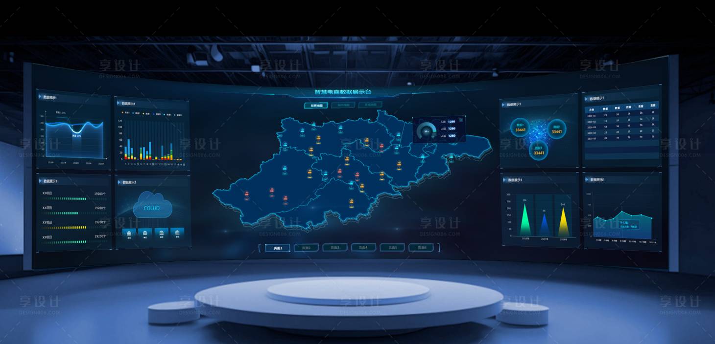 源文件下载【享设计】搜索编号：40660035236526581【电商可视化大屏设计】