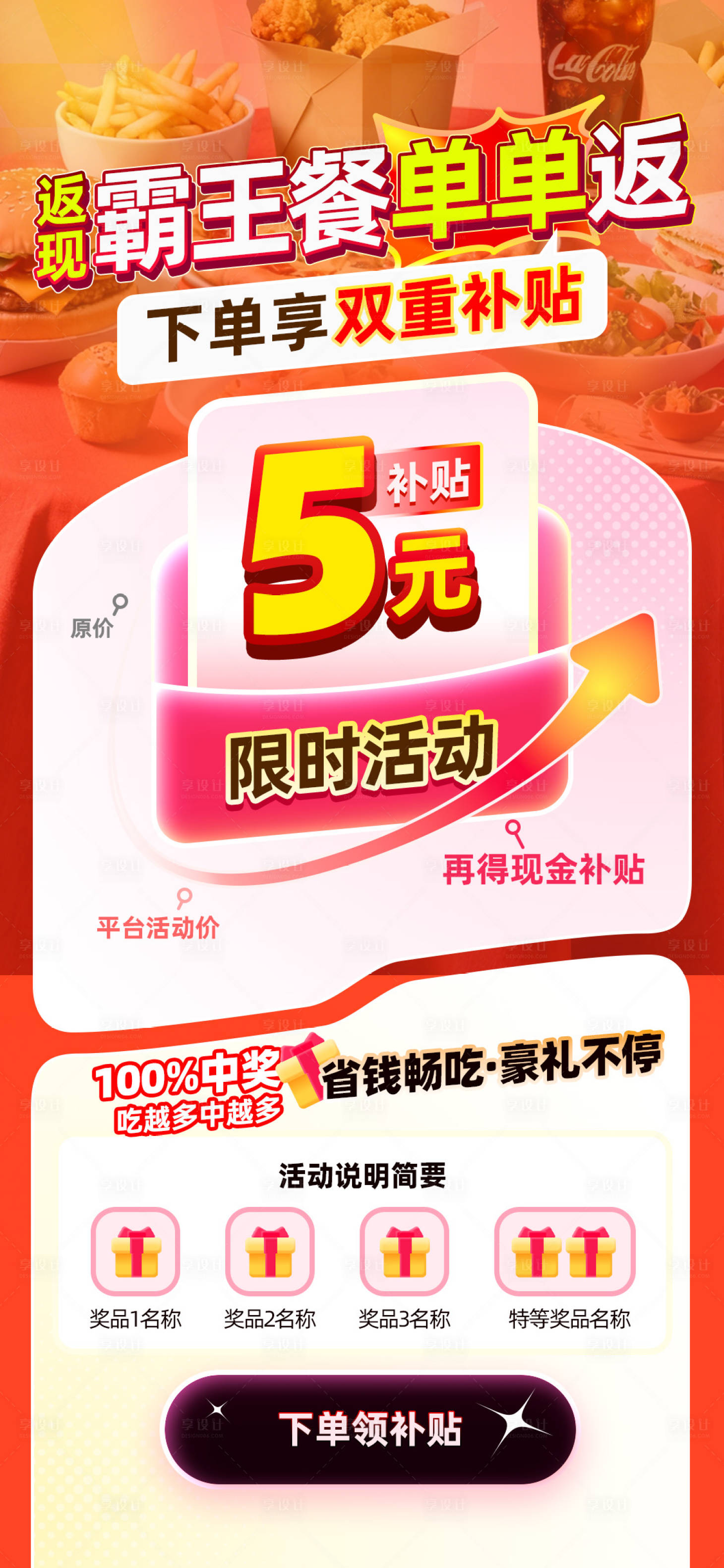 源文件下载【享设计】搜索编号：58310034958182795【美食外卖补贴红包营销海报】