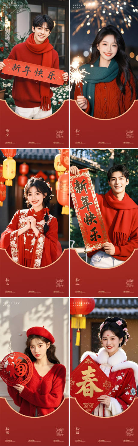 源文件下载【享设计】搜索编号：84950034961515137【2026年马年AI人物新年系列海报】