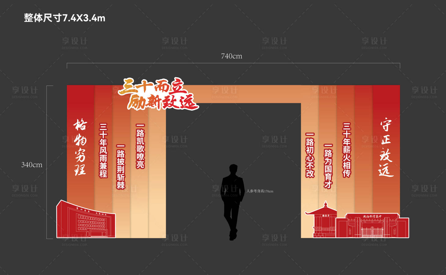 源文件下载【享设计】搜索编号：68510035309191588【校庆红色拱门美陈】