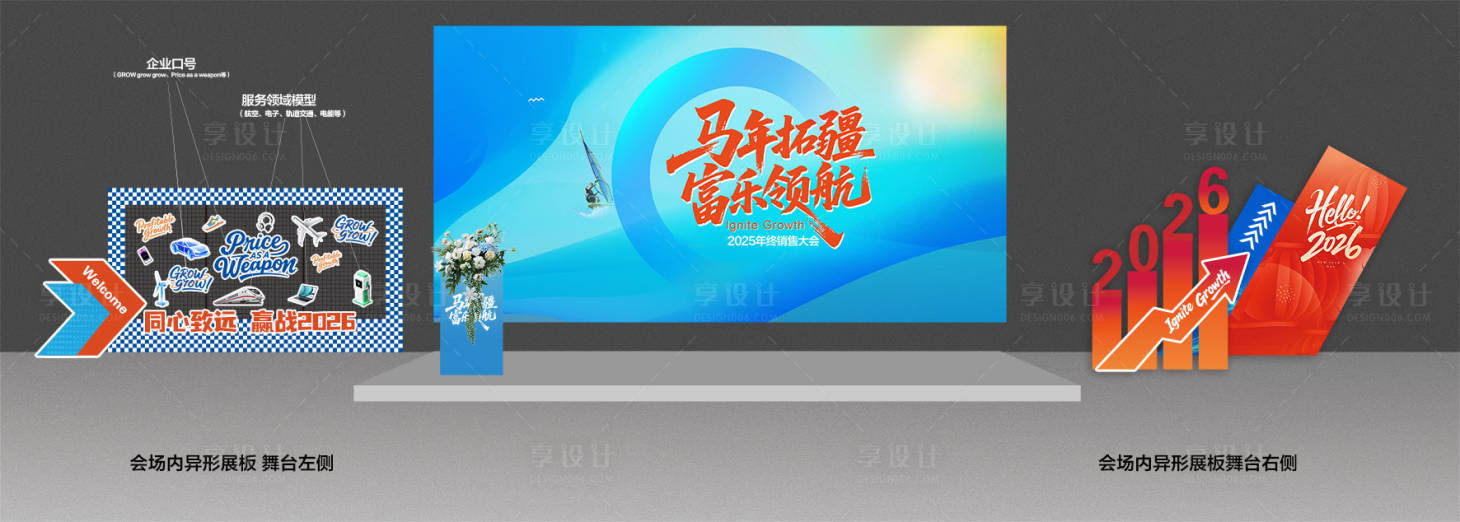 源文件下载【享设计】搜索编号：91720035057378410【马年产品异形背景板】