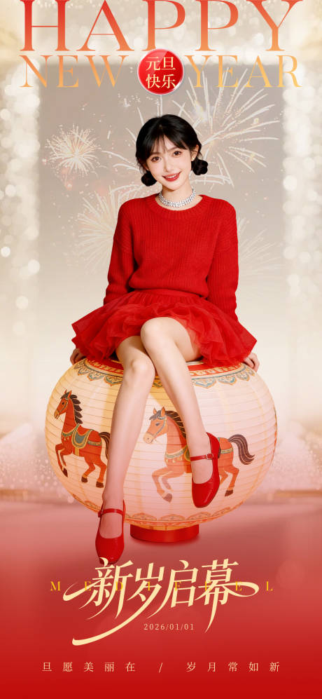 源文件下载【享设计】搜索编号：61110034807932732【医美元旦新年祝福海报】