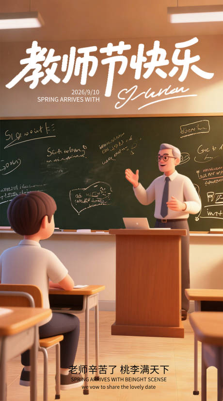 源文件下载【享设计】搜索编号：72540035254078899【C4D教师节营销宣传海报】