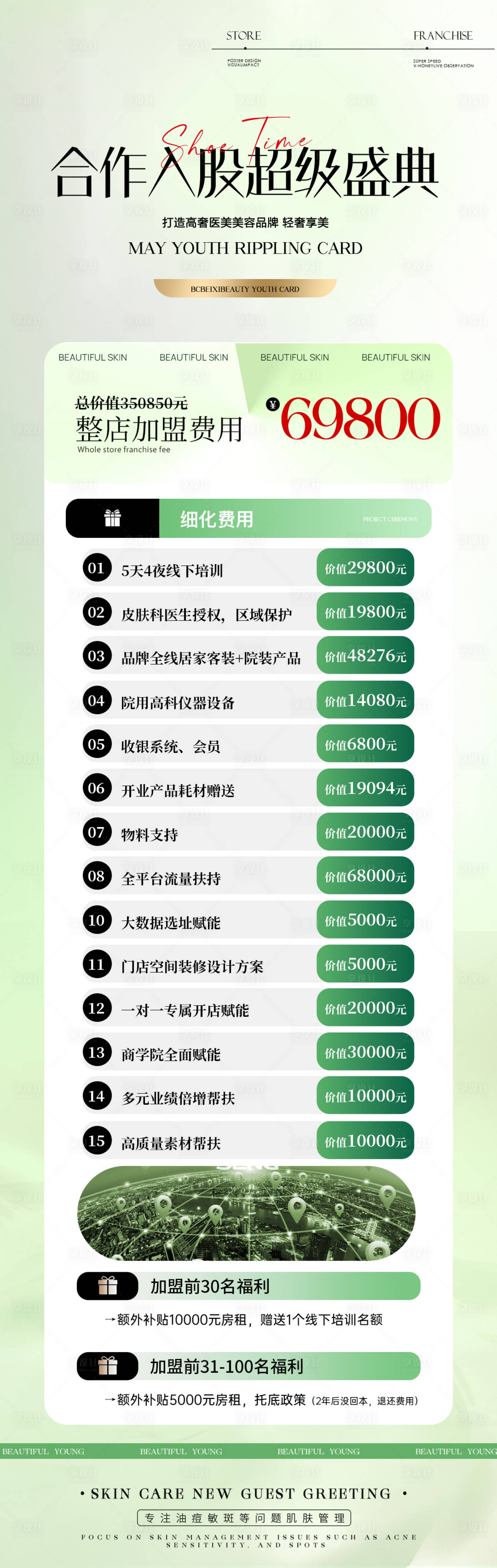 源文件下载【享设计】搜索编号：93720035204042110【美业加盟政策海报长图】