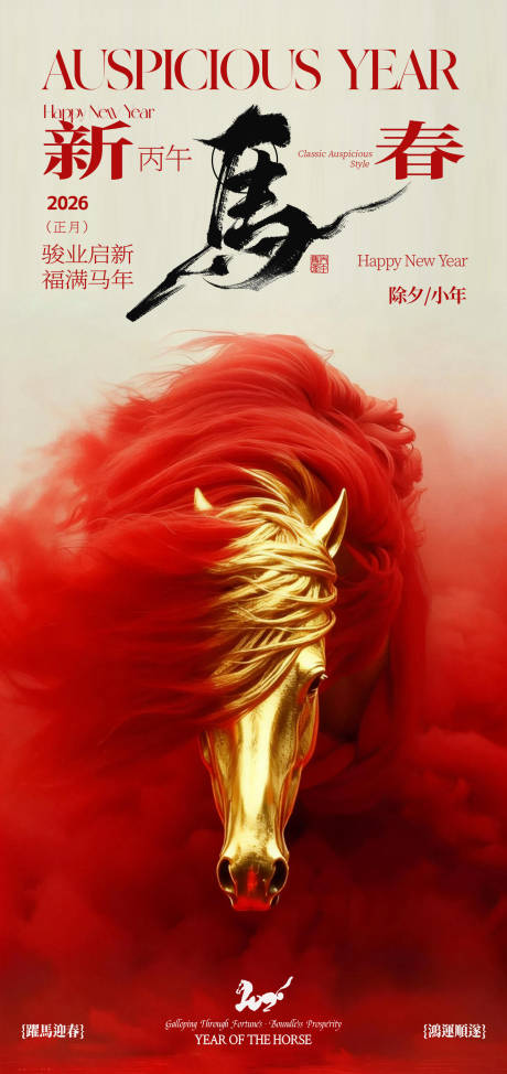 源文件下载【享设计】搜索编号：58450034999992147【马年春节除夕小年新年海报】