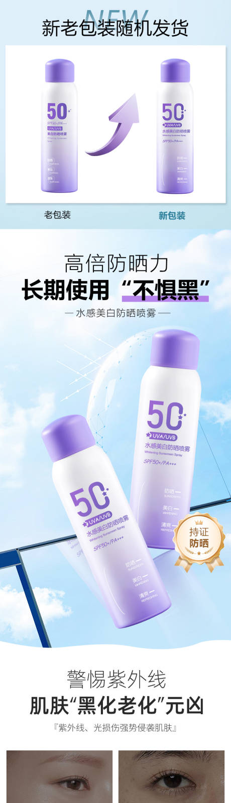 源文件下载【享设计】搜索编号：30850035058008005【水感美白防晒喷雾详情页】