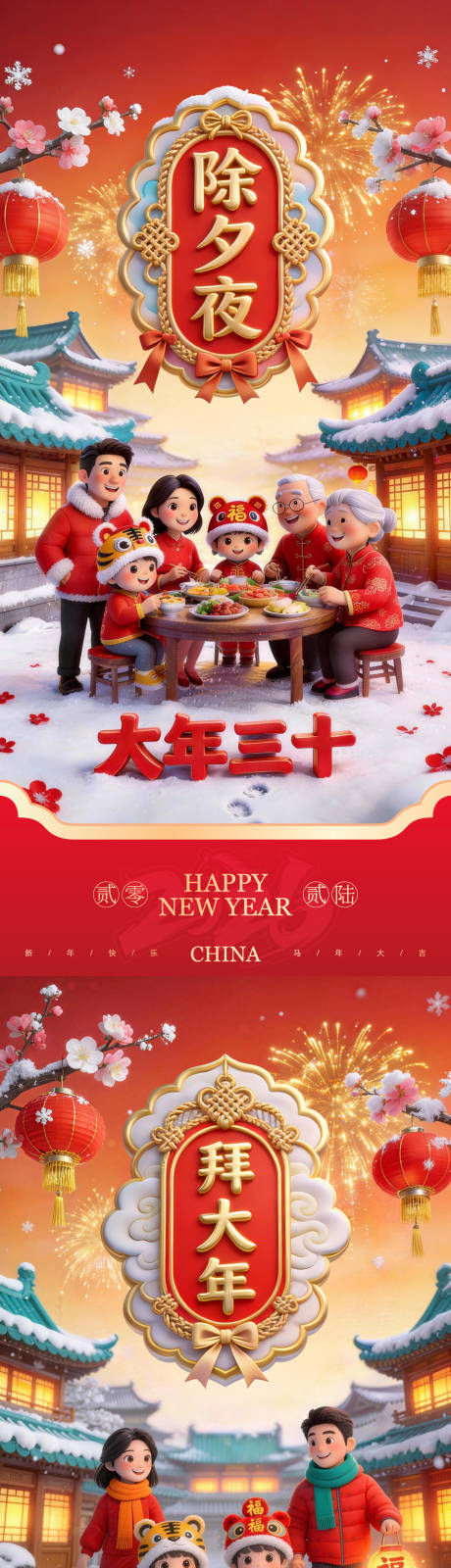 源文件下载【享设计】搜索编号：48650035218468554【2026马年年俗海报3D系列稿】