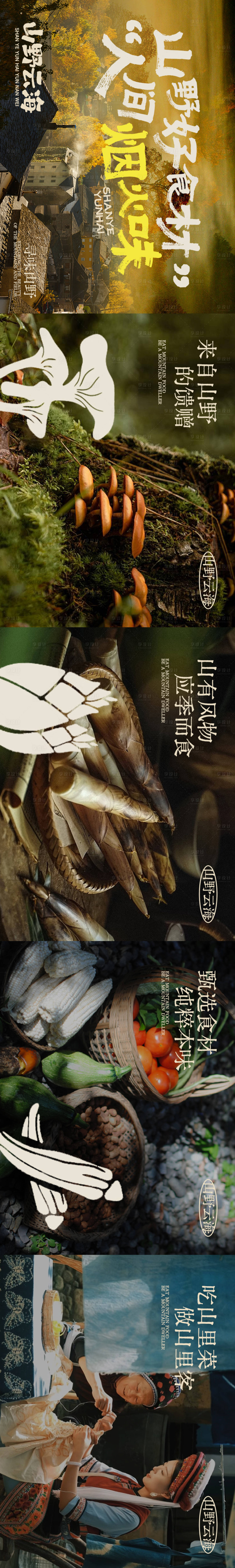 源文件下载【享设计】搜索编号：37970035293019715【点评山野云南五连图】