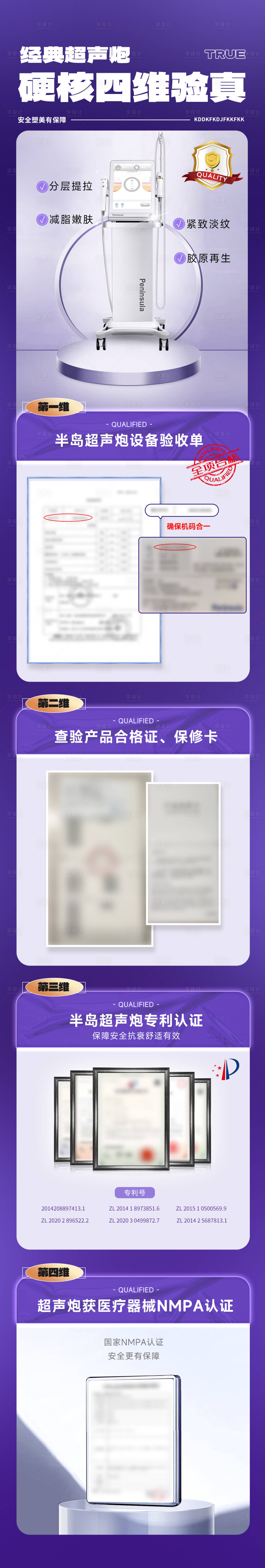 源文件下载【享设计】搜索编号：48010035091254112【超声炮四维验真步骤长图海报】