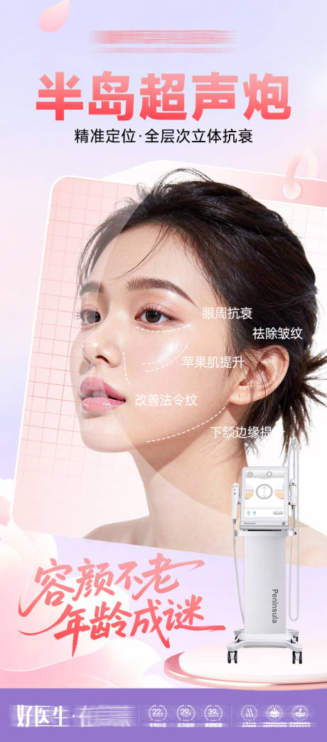 源文件下载【享设计】搜索编号：34750035131562596【医美半岛超声炮海报】