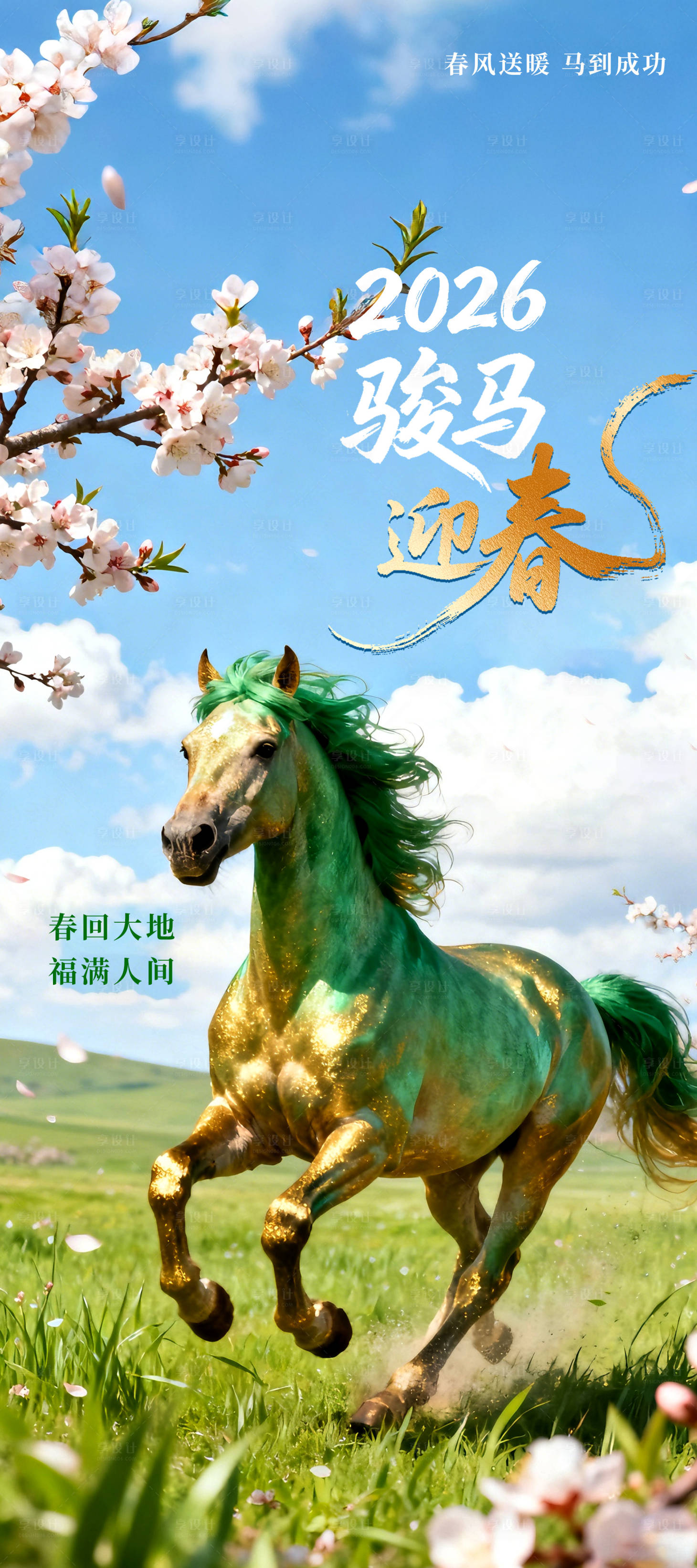 源文件下载【享设计】搜索编号：64960034930886686【骏马迎春海报】